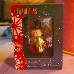 Vintage Christmas Tree Ornament Snowman Home